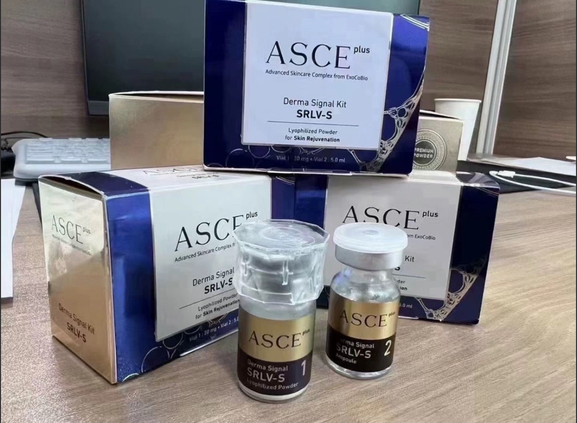 外泌體 包順豐 ASCE 外泌體精華 修復抗衰祛痘痘坑綜合改善膚質水光塗抹精華一組 ASCE plUS Derma Signal Kit SRLV-S Lyophilized Powder for Skin Rejuvenation 。
