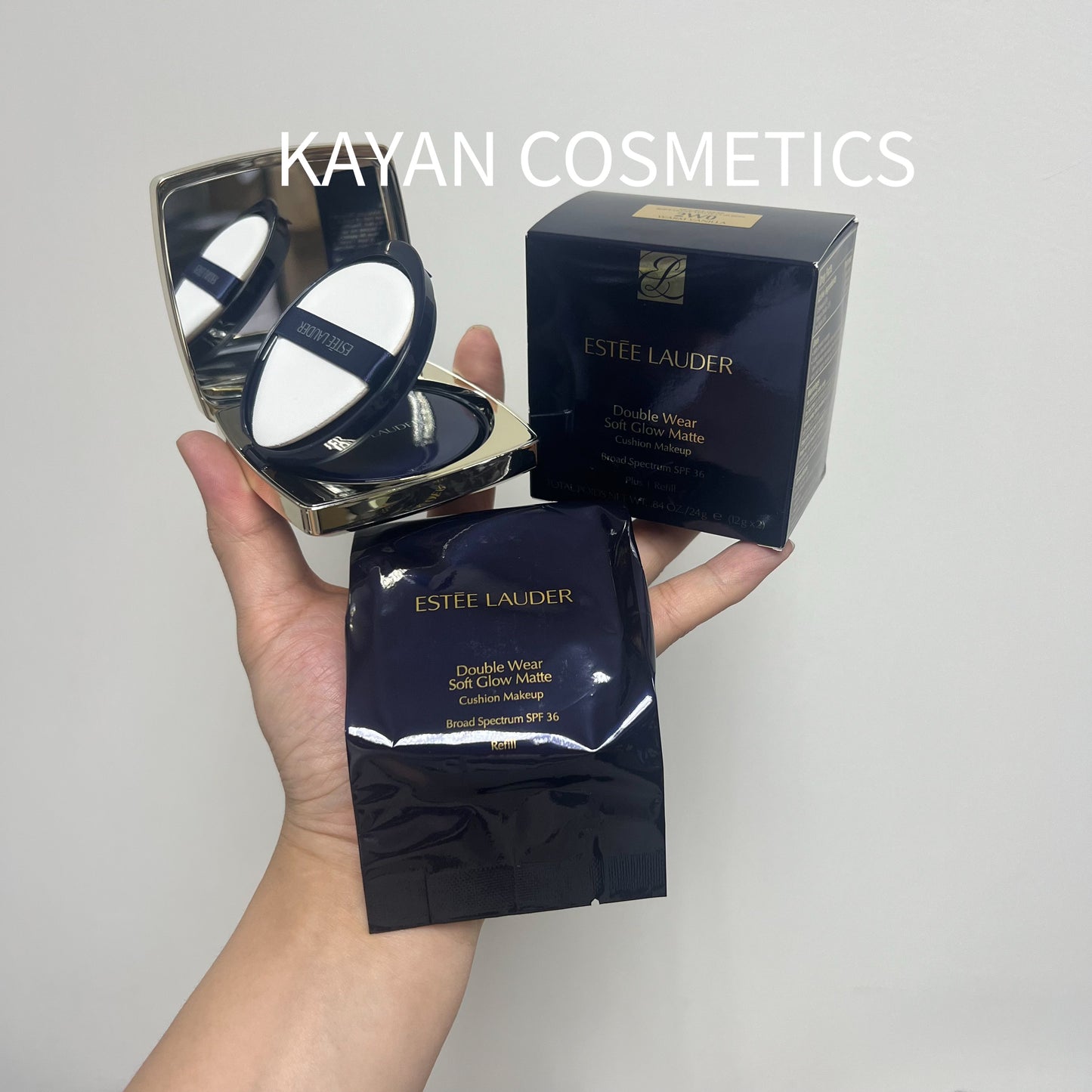 包順豐 ESTEE LAUDER 雅詩蘭黛 dw特霧氣墊1w1 一盒兩芯 DW超持久透亮氣墊粉底 1+1連替換//SPF45 PA+++