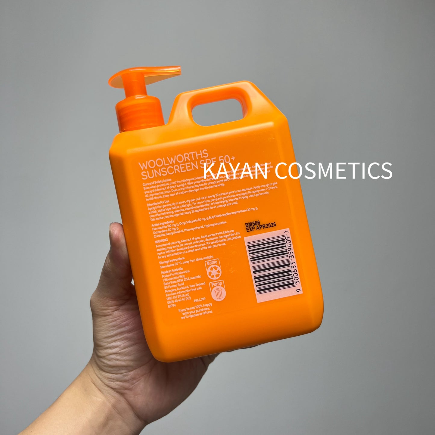 包順豐 澳洲 Woolworths 防曬霜高倍身體面部美白 1L / 1000ml 全身體防曬霜1L 男女童專用 Woolworths SUNSCREEN SPF 50+ Everyday Lotion