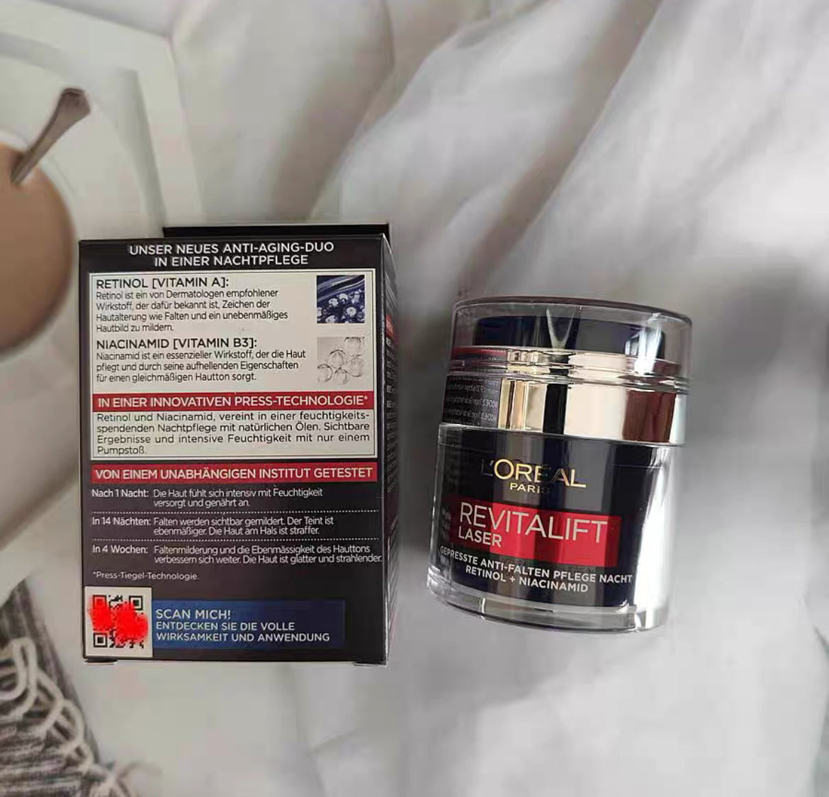A醇晚霜 包順豐 歐萊雅 Loreal A醇煙酰胺抗皺面霜48g 淡化細紋提亮膚色嫩膚緊致晚霜L'OREAL REVITALIFT LASER GEPRESSTE ANTI-FALTEN PFLEGE NACHT RETINOL + NIACINAMID