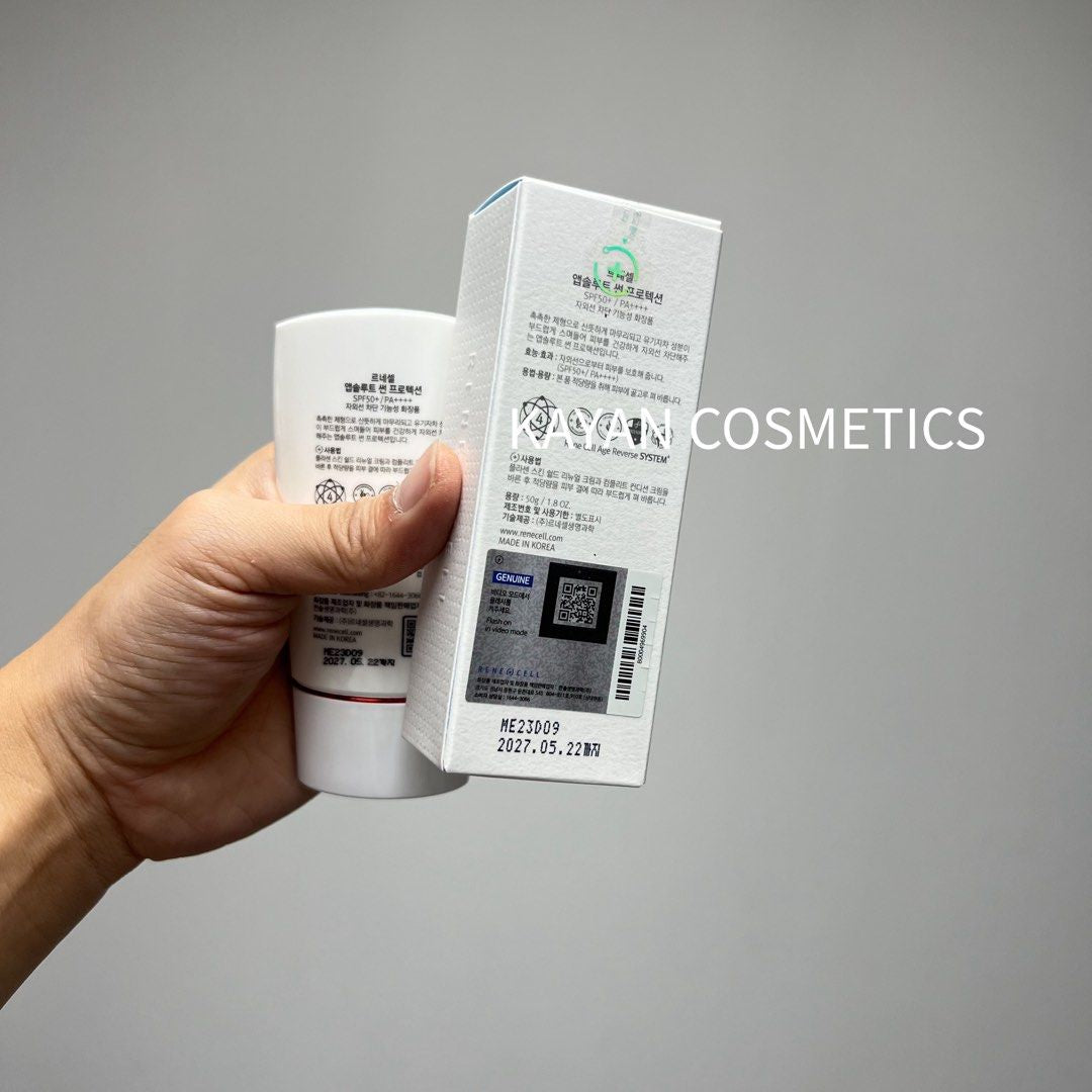 包順豐 韓國 潤妮秀 防曬霜隔離霜SPF50 PA防水控油霜 Renecell 潤妮秀 Rene Cell。Rene-Cell。ReneCell。Rene-Cell。Rene+Cell. Absolute Sun Protection SPFSO+/PA++++