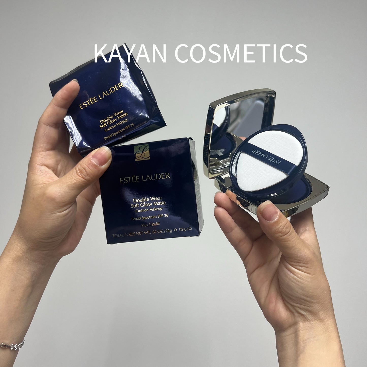 包順豐 ESTEE LAUDER 雅詩蘭黛 dw特霧氣墊1w1 一盒兩芯 DW超持久透亮氣墊粉底 1+1連替換//SPF45 PA+++