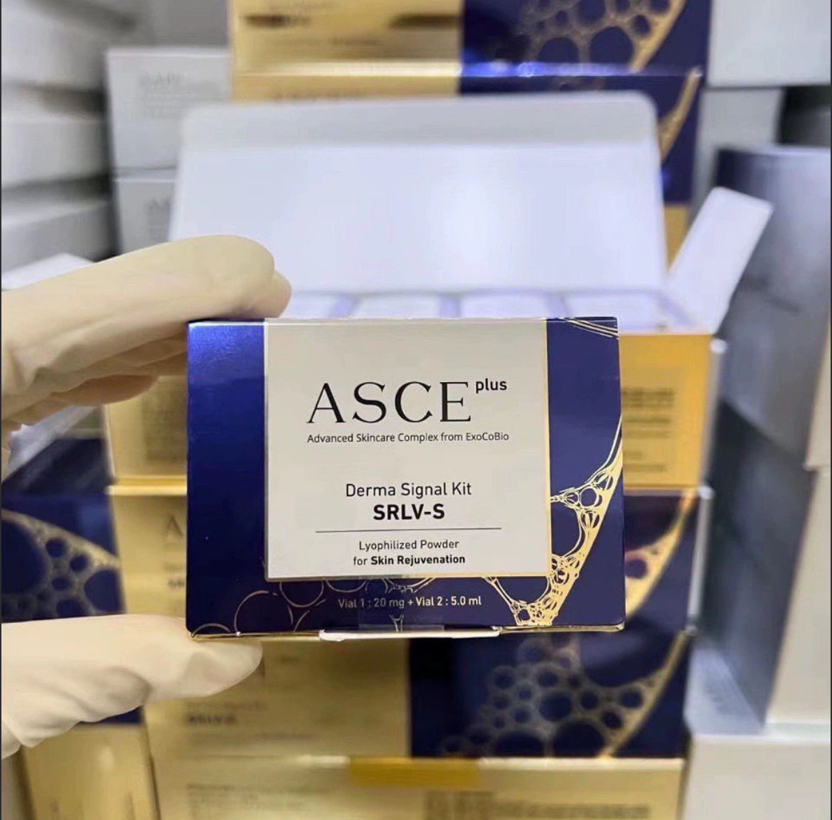 外泌體 包順豐 ASCE 外泌體精華 修復抗衰祛痘痘坑綜合改善膚質水光塗抹精華一組 ASCE plUS Derma Signal Kit SRLV-S Lyophilized Powder for Skin Rejuvenation 。