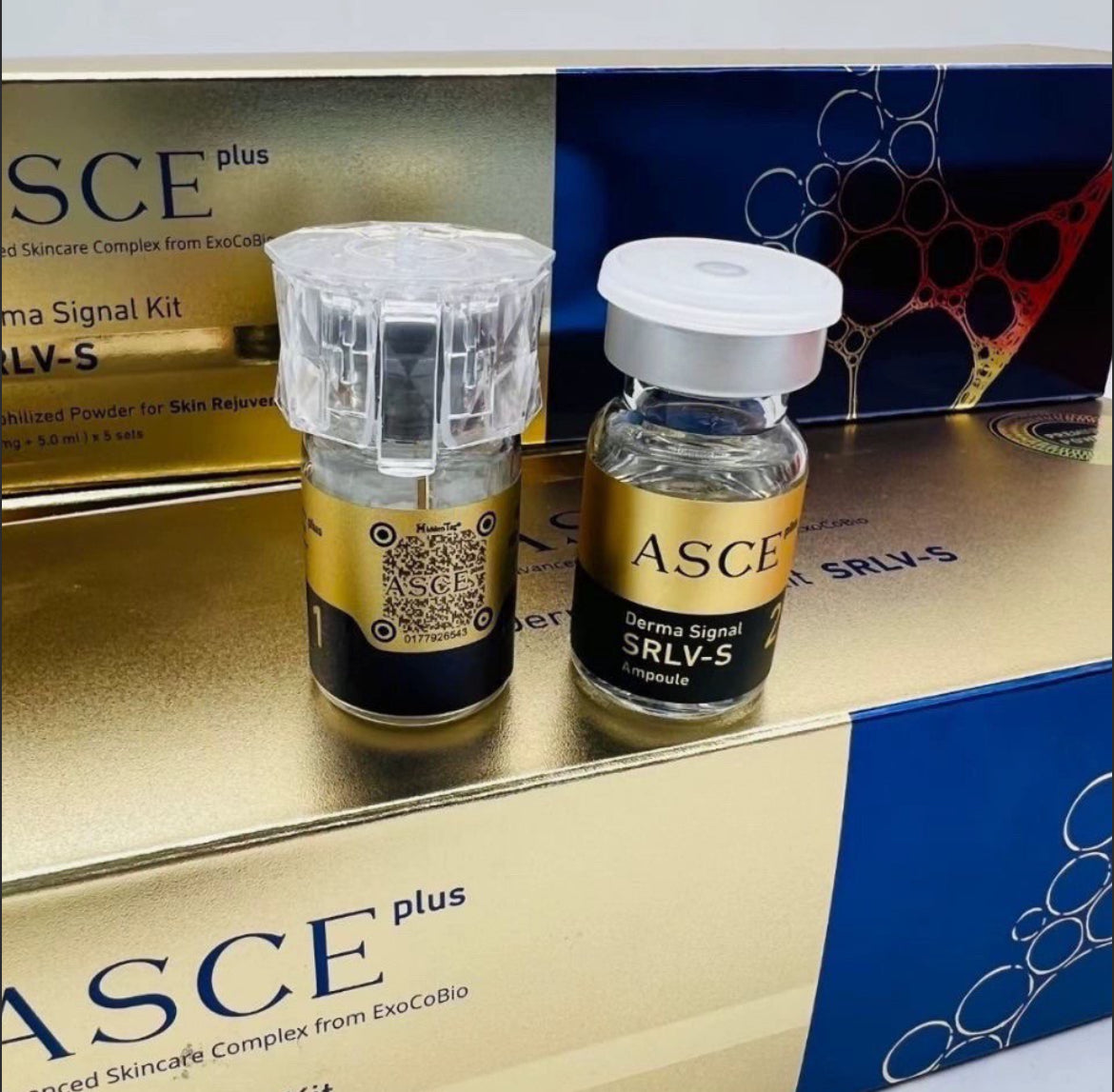外泌體 包順豐 ASCE 外泌體精華 修復抗衰祛痘痘坑綜合改善膚質水光塗抹精華一組 ASCE plUS Derma Signal Kit SRLV-S Lyophilized Powder for Skin Rejuvenation 。