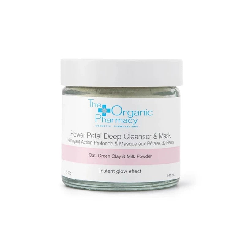 英国 The Organic Pharmacy 玫瑰花面膜粉深层清洁去黄提亮肤色 40g Flower Petal Deep Cleanser & Mask