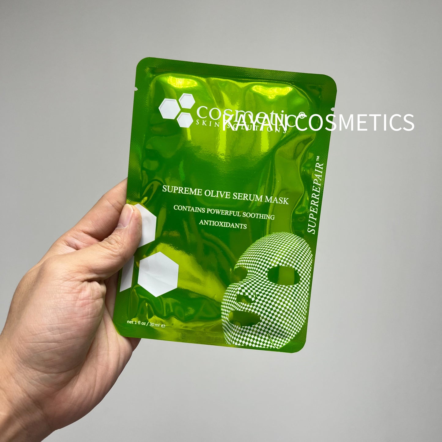 包順豐 美國 CSS Cosmetic Skin CSS橄欖舒敏面膜 30ML/1片,一包5片 SUPREME OLIVE SERUM MASK CONTAINS POWERFUL SOOTHING ANTIOXIDANTS