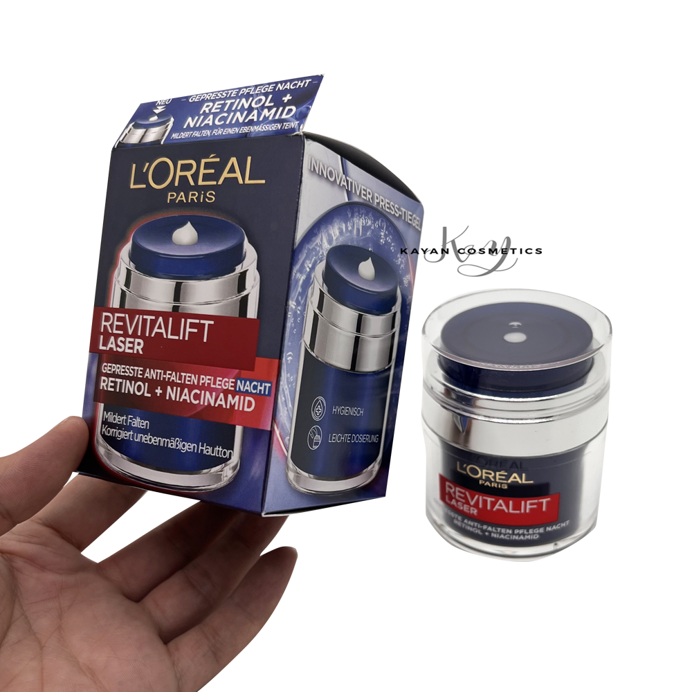 包順豐 Loreal A醇煙酰胺抗皺面霜48g淡化細紋提亮膚色嫩膚緊致晚霜 RETINOL+NIACINAMIDE • REVITALIFT LASER 歐萊雅。Loreal。L'OREAL。Loreal