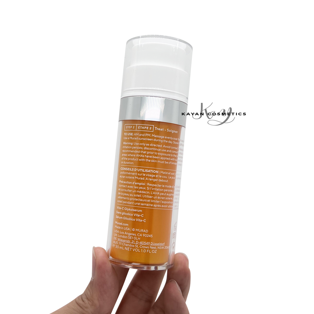 包順豐 美國 Murad黃金VC雙管面部精華30ml Vita-C Glycolic Brightening Serum 果酸抗氣化提亮膚色ENVIRONMENTAL SHIELD Vita-C Glycolic Serum Sérum glycolique Vita-C