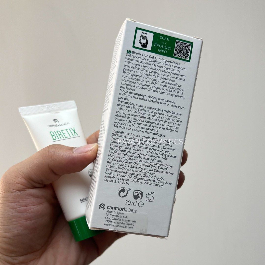 包順豐 Biretix duo gel 祛痘凝膠淡化消印去痘印紅腫30ml BIRETIX Duo ANTI-BLEMISH GEL GEL ANTI-IMPERFECCIONES 煥膚雙效抗痘凝膠 BiRetix Duo