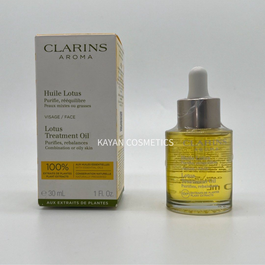 包順豐 法國 CLARINS 嬌韻詩 蓮花舒顏護理油面部30Ml精華油修護保濕護膚油深層補水 Huile Lotus Peaux mixtes ou grasses VISAGE / FACE Lotus Treatment Oil Oily or combination skin