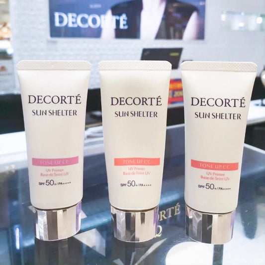 包順豐 DECORTE 黛珂 防曬CC霜隔離美白潤色遮瑕修飾妝前乳保濕SPF50+素顏霜三合一 DECORTE SUN SHELTER TONE UP CC UV Primer Base de Teint UV SPF 50+/PA++++