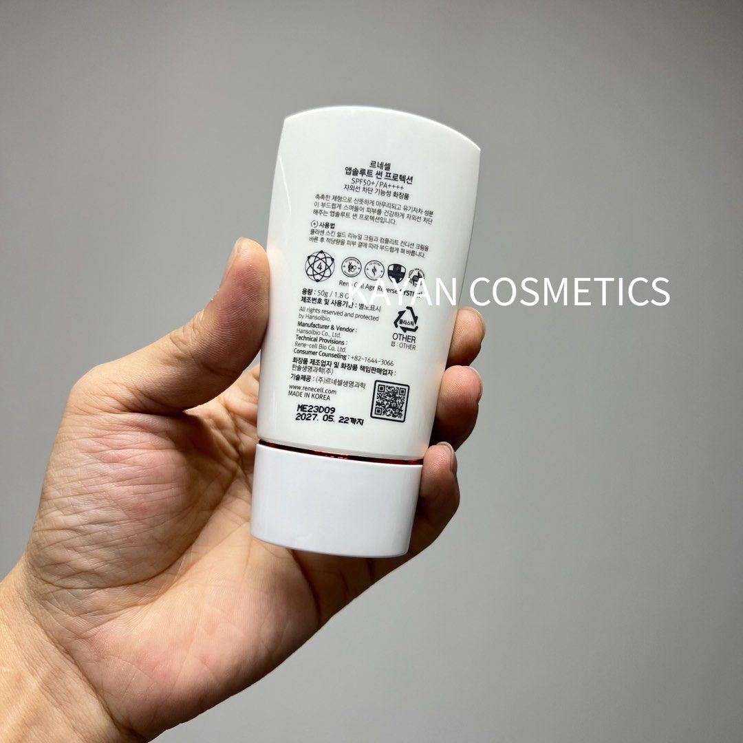 包順豐 韓國 潤妮秀 防曬霜隔離霜SPF50 PA防水控油霜 Renecell 潤妮秀 Rene Cell。Rene-Cell。ReneCell。Rene-Cell。Rene+Cell. Absolute Sun Protection SPFSO+/PA++++