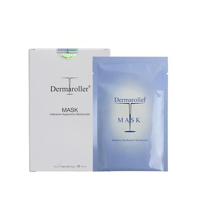 原廠正貨 包順豐！德國 Dermaroller玻尿酸面膜10片敏感修護補水 IntensiveHyaluronic Moisturizer MASK。高濃度玻尿酸原液保濕修護蠶絲面膜十片裝 面部緊緻