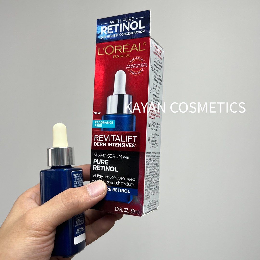 0.3% A醇 包順豐 美國 Loreal 歐萊雅 視黃醇精華乳 0.3% A醇夜間抗皺提亮膚色 30ml。REVITALIFT DERM INTENSIVES NIGHT SERUM WITH PURE RETINOL 0.3% PURE RETINOL L'OREAL