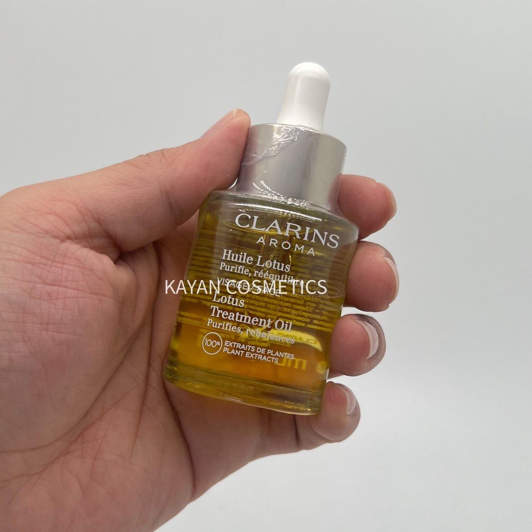 包順豐 法國 CLARINS 嬌韻詩 蓮花舒顏護理油面部30Ml精華油修護保濕護膚油深層補水 Huile Lotus Peaux mixtes ou grasses VISAGE / FACE Lotus Treatment Oil Oily or combination skin